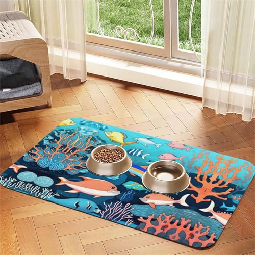 Submarine Delfine Pet Absorbent Leather Non-Slip Feeding Mat 40x60cm, Quick Drying, Waterproof, Washable Bowl Mat Submarine Delfine Pet Absorbent Leather Non-Slip Feeding Mat 40x60cm, Quick Drying, Waterproof, Washable Bowl Mat von XZDAL