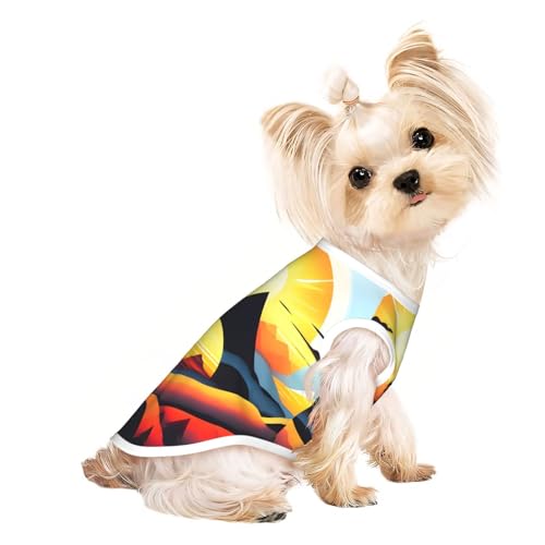 Sunrise Mountain Pet atmungsaktives ärmelloses T-Shirt für kleine Hunde und Katzen, weich, bequem, stilvoll Sunrise Mountain Pet atmungsaktives ärmelloses T-Shirt für kleine Hunde und Katzen, weich, bequem, stilvoll von XZDAL