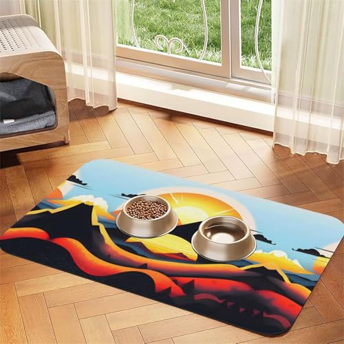 Sunrise Mountain Pet saugfähige Futtermatte aus Leder, rutschfest, 30 x 45 cm, schnell trocknend, wasserdicht, waschbar, Napfunterlage Sunrise Mountain Pet saugfähige Futtermatte aus Leder, rutschfest, 30 x 45 cm, schnell trocknend, wasserdicht, waschbar, Napfunterlage von XZDAL