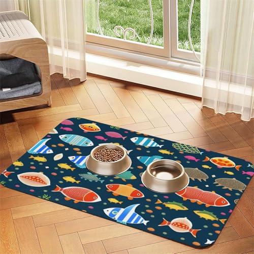 Symmetrische Futtermatte für Haustiere, saugfähig, Leder, rutschfest, 40 x 60 cm, schnell trocknend, wasserdicht, waschbar, Napfunterlage Symmetrische Futtermatte für Haustiere, saugfähig, Leder, rutschfest, 40 x 60 cm, schnell trocknend, wasserdicht, waschbar, Napfunterlage von XZDAL