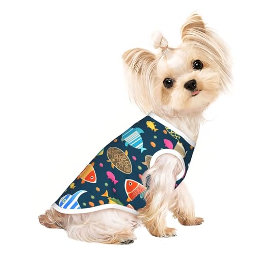 Symmetrisches Fisch-Haustier-T-Shirt, atmungsaktiv, ärmellos, Größe L, für kleine Hunde und Katzen, weich, bequem, stilvoll Symmetrisches Fisch-Haustier-T-Shirt, atmungsaktiv, ärmellos, Größe L, für kleine Hunde und Katzen, weich, bequem, stilvoll von XZDAL