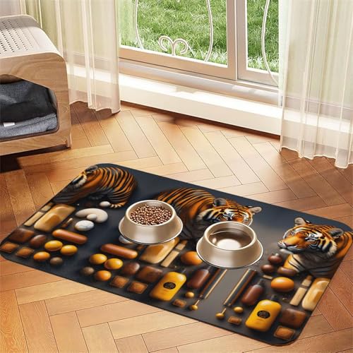 Tiger Pet Saugfähige Futtermatte aus Leder, rutschfest, 30 x 45 cm, schnell trocknend, wasserdicht, waschbar, Napfunterlage Tiger Pet Saugfähige Futtermatte aus Leder, rutschfest, 30 x 45 cm, schnell trocknend, wasserdicht, waschbar, Napfunterlage von XZDAL