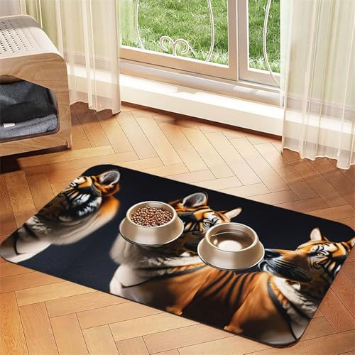 Tiger und Hund Haustier saugfähige Leder rutschfeste Futtermatte 30 x 45 cm schnell trocknend wasserdicht waschbar Napfunterlage Tiger und Hund Haustier saugfähige Leder rutschfeste Futtermatte 30 x 45 cm schnell trocknend wasserdicht waschbar Napfunterlage von XZDAL