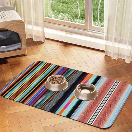 Unregelmäßige vertikale Linien, saugfähiges Leder, rutschfeste Futtermatte, 40 x 60 cm, schnell trocknend, wasserdicht, waschbar, Napfunterlage von XZDAL
