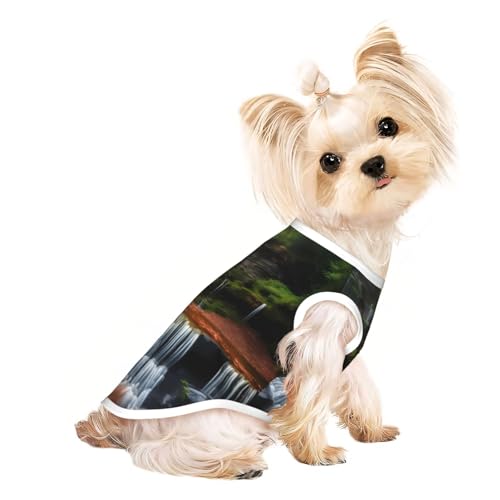 Wasserfall-View-Haustier-T-Shirt, atmungsaktiv, ärmellos, Größe M, für kleine Hunde und Katzen, weich, bequem, stilvoll Wasserfall-View-Haustier-T-Shirt, atmungsaktiv, ärmellos, Größe M, für kleine Hunde und Katzen, weich, bequem, stilvoll von XZDAL
