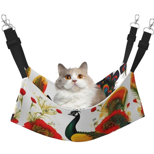 XZDAL Samtig weiche Pfauenrote Blumenhängematte M für Haustierkatzen, verstellbar mit Metallhaken, doppelseitig für ultimativen Komfort von XZDAL
