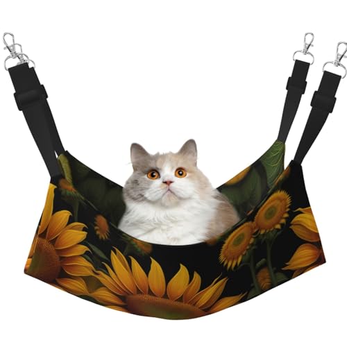 XZDAL Samtig weiche Sonnenblumen und Schmetterlinge Hängematte M für Haustier Katzen, Verstellbar mit Metallhaken, Doppelseitig für ultimativen Komfort XZDAL Samtig weiche Sonnenblumen und Schmetterlinge Hängematte M für Haustier Katzen, Verstellbar mit Metallhaken, Doppelseitig für ultimativen Komfort von XZDAL