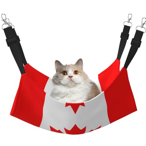 XZDAL Samtig weiche kanadische Flagge Hängematte L für Haustier Katzen, verstellbar mit Metallhaken, doppelseitig für ultimativen Komfort von XZDAL