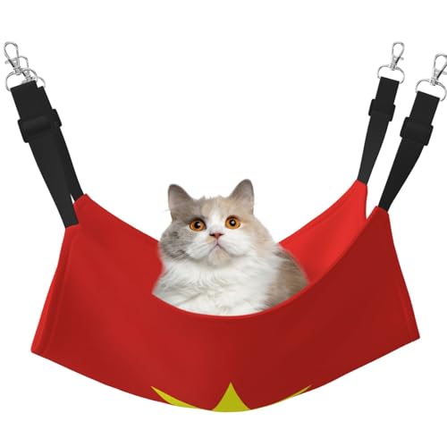 XZDAL Samtig weiche vietnamesische Flagge Hängematte M für Haustier Katzen, verstellbar mit Metallhaken, doppelseitig für ultimativen Komfort XZDAL Samtig weiche vietnamesische Flagge Hängematte M für Haustier Katzen, verstellbar mit Metallhaken, doppelseitig für ultimativen Komfort von XZDAL