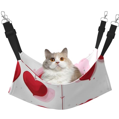 XZDAL Samtweiche Little Red Heart Hängematte M für Haustier Katzen, Verstellbar mit Metallhaken, Doppelseitig für ultimativen Komfort von XZDAL