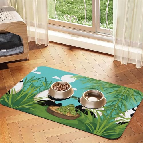 Zwei niedliche große Pandas Haustier-Futtermatte, saugfähig, Leder, rutschfest, 30 x 45 cm, schnell trocknend, wasserdicht, waschbar, Napfunterlage Zwei niedliche große Pandas Haustier-Futtermatte, saugfähig, Leder, rutschfest, 30 x 45 cm, schnell trocknend, wasserdicht, waschbar, Napfunterlage von XZDAL