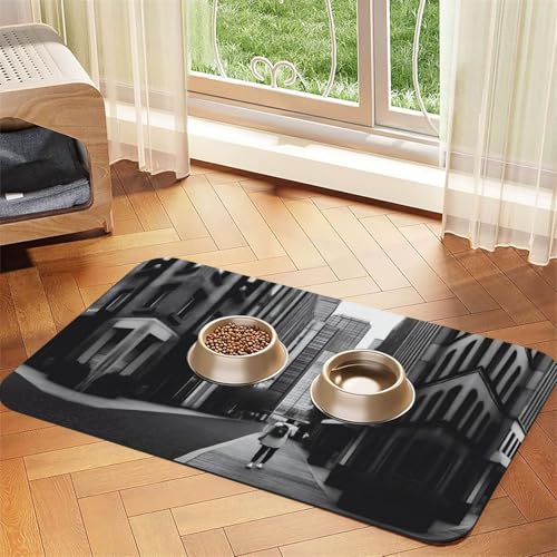 a Urban Vibes Haustier-Futtermatte, saugfähig, Leder, rutschfest, 30 x 45 cm, schnell trocknend, wasserdicht, waschbar, Napfunterlage von XZDAL