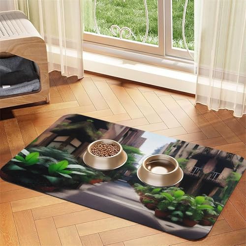 aUrban Jungle Pet Saugfähige Futtermatte aus Leder, rutschfest, 30 x 45 cm, schnell trocknend, wasserdicht, waschbar, Napfunterlage von XZDAL