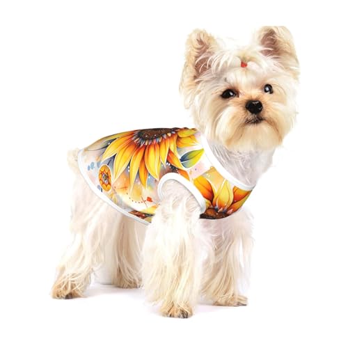 Baumwoll-Shirt, Motiv: gelbe Sonnenblume in Öl, Größe S, atmungsaktiv, weich, bequem und stilvoll für den täglichen Gebrauch von XZDLYY