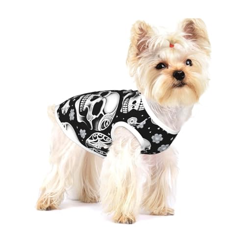 Baumwoll-Shirt, Totenkopf mit Hinweisen auf dem Kopf, Größe L, atmungsaktiv, weich, bequem und stilvoll für den täglichen Gebrauch von XZDLYY
