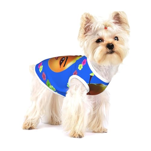Smiley Hunde-Shirt, Baumwolle, Größe M, atmungsaktiv, weich, bequem und stilvoll, für den täglichen Gebrauch, Gelb von XZDLYY