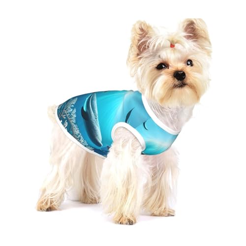 Whales Under The Sea Hunde-Shirt, Baumwolle, Größe M, atmungsaktiv, weich, bequem und stilvoll für den täglichen Gebrauch von XZDLYY