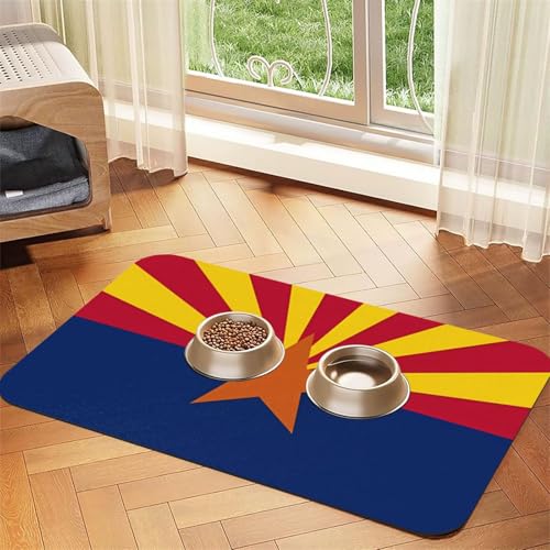 Arizona-Flagge, saugfähiges Leder-Tischset, 30 x 45 cm, schönes Design, Katzen- und Hundenapfmatte, tragbare Aufbewahrung von XZDZWK