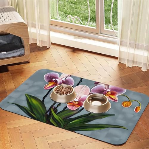 Blooming Orchids Haustier-Tischset, saugfähig, Leder, 30 x 45 cm, schönes Design, Katzen- und Hundenapfmatte, tragbare Aufbewahrung Blooming Orchids Haustier-Tischset, saugfähig, Leder, 30 x 45 cm, schönes Design, Katzen- und Hundenapfmatte, tragbare Aufbewahrung von XZDZWK