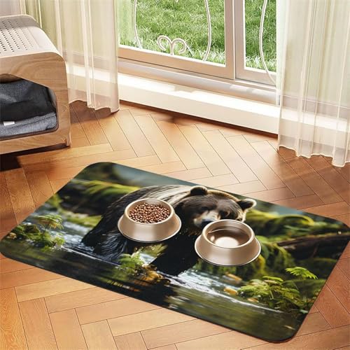 Brown Bear Pounce Haustier-Tischset, saugfähig, Leder, 40 x 60 cm, schönes Design, Katzen- und Hundenapfmatte, tragbare Aufbewahrung Brown Bear Pounce Haustier-Tischset, saugfähig, Leder, 40 x 60 cm, schönes Design, Katzen- und Hundenapfmatte, tragbare Aufbewahrung von XZDZWK