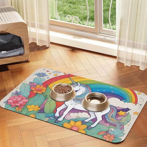 Cartoon-Einhörner, saugfähiges Leder-Tischset, 30 x 45 cm, schönes Design, Katzen- und Hundenapfmatte, tragbare Aufbewahrung Cartoon-Einhörner, saugfähiges Leder-Tischset, 30 x 45 cm, schönes Design, Katzen- und Hundenapfmatte, tragbare Aufbewahrung von XZDZWK