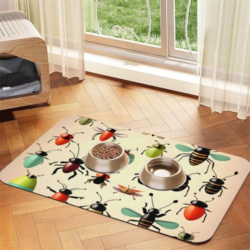 Cartoon kleine Insekten, saugfähiges Leder-Tischset, 40 x 60 cm, schönes Design, Katzen- und Hundenapfmatte, tragbare Aufbewahrung Cartoon kleine Insekten, saugfähiges Leder-Tischset, 40 x 60 cm, schönes Design, Katzen- und Hundenapfmatte, tragbare Aufbewahrung von XZDZWK