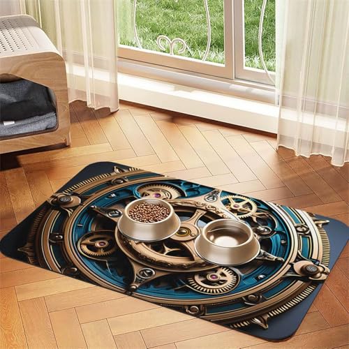 Cooles Steampunk-Gears Haustier-Tischset, saugfähig, Leder, 40 x 60 cm, schönes Design, Katzen- und Hundenapfmatte, tragbare Aufbewahrung Cooles Steampunk-Gears Haustier-Tischset, saugfähig, Leder, 40 x 60 cm, schönes Design, Katzen- und Hundenapfmatte, tragbare Aufbewahrung von XZDZWK
