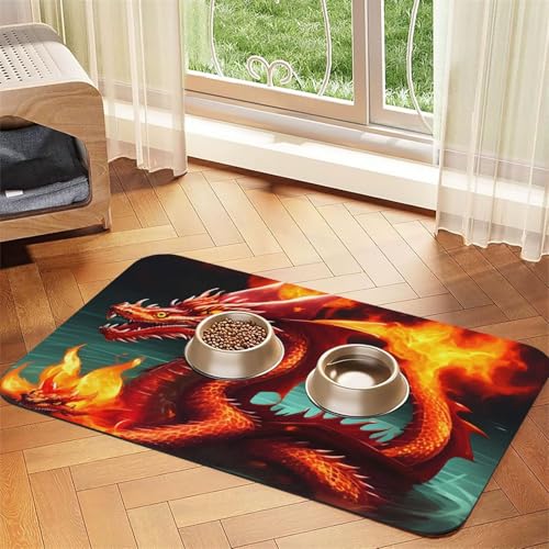 Drachenkönig im Feuer, saugfähiges Leder-Tischset, 30 x 45 cm, schönes Design, Katzen- und Hundenapfmatte, tragbare Aufbewahrung Drachenkönig im Feuer, saugfähiges Leder-Tischset, 30 x 45 cm, schönes Design, Katzen- und Hundenapfmatte, tragbare Aufbewahrung von XZDZWK