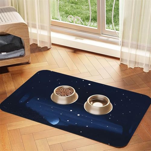 Dunkelblaues Nachtsicht-Haustier-Platzset, saugfähig, Leder, 40 x 60 cm, schönes Design, Katzen- und Hundenapfmatte, tragbare Aufbewahrung von XZDZWK