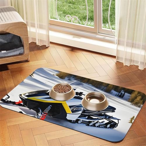 Fortschrittliches Schneemobil-Haustier-Tischset, saugfähig, Leder, 30 x 45 cm, schönes Design, Katzen- und Hundenapfmatte, tragbare Aufbewahrung Fortschrittliches Schneemobil-Haustier-Tischset, saugfähig, Leder, 30 x 45 cm, schönes Design, Katzen- und Hundenapfmatte, tragbare Aufbewahrung von XZDZWK