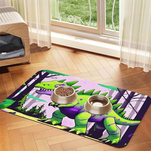 Grünes Dinosaurier-Haustier-Tischset, saugfähig, Leder, 30 x 45 cm, schönes Design, Katzen- und Hundenapfmatte, tragbare Aufbewahrung Grünes Dinosaurier-Haustier-Tischset, saugfähig, Leder, 30 x 45 cm, schönes Design, Katzen- und Hundenapfmatte, tragbare Aufbewahrung von XZDZWK