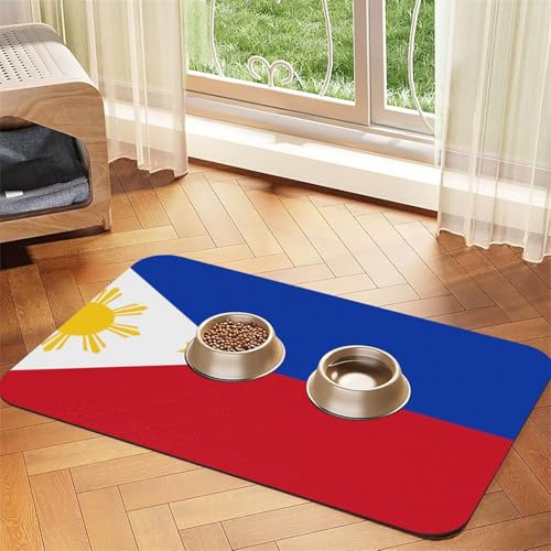 Haustier-Tischset mit philippinischer Flagge, saugfähig, Leder, 30 x 45 cm, schönes Design, Katzen- und Hundenapfmatte, tragbare Aufbewahrung Haustier-Tischset mit philippinischer Flagge, saugfähig, Leder, 30 x 45 cm, schönes Design, Katzen- und Hundenapfmatte, tragbare Aufbewahrung von XZDZWK