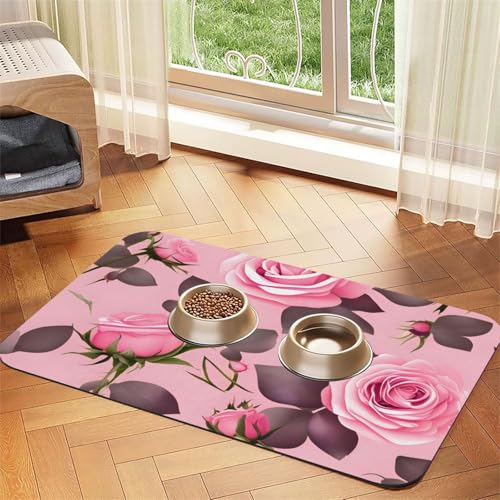 Hübsches rosa Rosen-Haustier-Tischset, saugfähig, Leder, 30 x 45 cm, schönes Design, Katzen- und Hundenapfmatte, tragbare Aufbewahrung Hübsches rosa Rosen-Haustier-Tischset, saugfähig, Leder, 30 x 45 cm, schönes Design, Katzen- und Hundenapfmatte, tragbare Aufbewahrung von XZDZWK