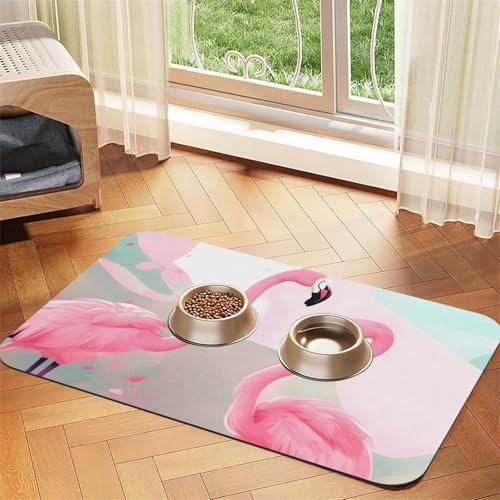Love Flamingo Haustier-Tischset, saugfähig, Leder, 30 x 45 cm, schönes Design, Katzen- und Hundenapfmatte, tragbare Aufbewahrung Love Flamingo Haustier-Tischset, saugfähig, Leder, 30 x 45 cm, schönes Design, Katzen- und Hundenapfmatte, tragbare Aufbewahrung von XZDZWK