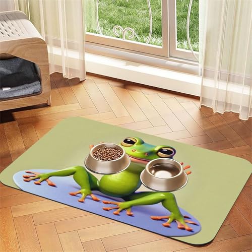Lustiger Frosch macht Yoga Haustier saugfähiges Leder Tischset 40 x 60 cm schönes Design Katze und Hund Napfmatte tragbare Aufbewahrung Lustiger Frosch macht Yoga Haustier saugfähiges Leder Tischset 40 x 60 cm schönes Design Katze und Hund Napfmatte tragbare Aufbewahrung von XZDZWK