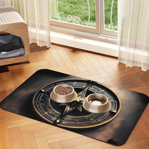 Magisches Design nordische Runen Kompass Haustier saugfähiges Leder Tischset 40 x 60 cm schönes Design Katze und Hund Napfunterlage Tragbare Aufbewahrung Magisches Design nordische Runen Kompass Haustier saugfähiges Leder Tischset 40 x 60 cm schönes Design Katze und Hund Napfunterlage Tragbare Aufbewahrung von XZDZWK