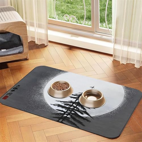 Moon Pine Tree Haustier-Tischset, saugfähig, Leder, 40 x 60 cm, schönes Design, Katzen- und Hundenapfmatte, tragbare Aufbewahrung Moon Pine Tree Haustier-Tischset, saugfähig, Leder, 40 x 60 cm, schönes Design, Katzen- und Hundenapfmatte, tragbare Aufbewahrung von XZDZWK