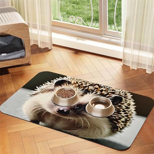 Niedliches Igel-Haustier-Platzset, saugfähig, Leder, 30 x 45 cm, schönes Design, Katzen- und Hundenapfmatte, tragbare Aufbewahrung von XZDZWK