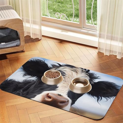Niedliches Kuh-Haustier-Tischset, saugfähig, Leder, 40 x 60 cm, schönes Design, Katzen- und Hundenapfmatte, tragbare Aufbewahrung Niedliches Kuh-Haustier-Tischset, saugfähig, Leder, 40 x 60 cm, schönes Design, Katzen- und Hundenapfmatte, tragbare Aufbewahrung von XZDZWK