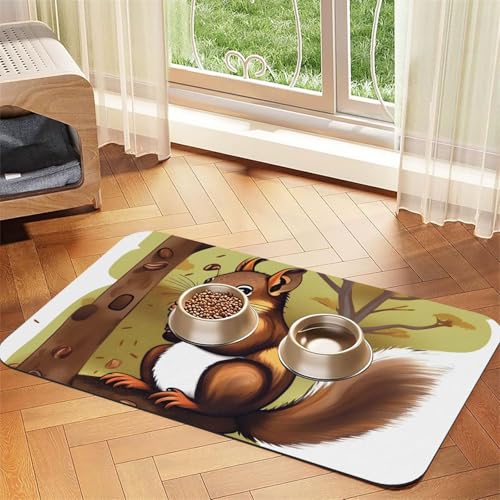 Nussfressendes Eichhörnchen-Haustier-Tischset, saugfähig, Leder, 40 x 60 cm, schönes Design, Katzen- und Hundenapfmatte, tragbare Aufbewahrung Nussfressendes Eichhörnchen-Haustier-Tischset, saugfähig, Leder, 40 x 60 cm, schönes Design, Katzen- und Hundenapfmatte, tragbare Aufbewahrung von XZDZWK