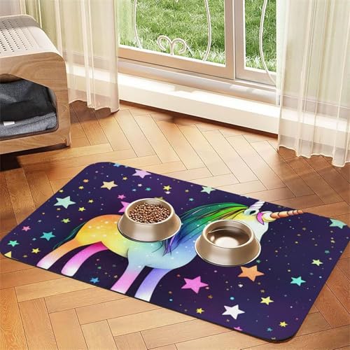 One-horse star Haustier-Tischset, saugfähig, Leder, 30 x 45 cm, schönes Design, Katzen- und Hundenapfmatte, tragbare Aufbewahrung von XZDZWK