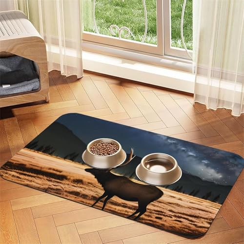 Platzdeckchen aus Leder, Motiv: Elch auf der Wiese, saugfähig, 30 x 45 cm, schönes Design, für Katzen und Hunde, tragbare Aufbewahrung Platzdeckchen aus Leder, Motiv: Elch auf der Wiese, saugfähig, 30 x 45 cm, schönes Design, für Katzen und Hunde, tragbare Aufbewahrung von XZDZWK