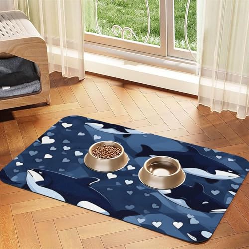 Platzdeckchen aus Leder, Motiv: Killerwal, saugfähig, 30 x 45 cm, schönes Design, für Katzen und Hunde, tragbare Aufbewahrung Platzdeckchen aus Leder, Motiv: Killerwal, saugfähig, 30 x 45 cm, schönes Design, für Katzen und Hunde, tragbare Aufbewahrung von XZDZWK