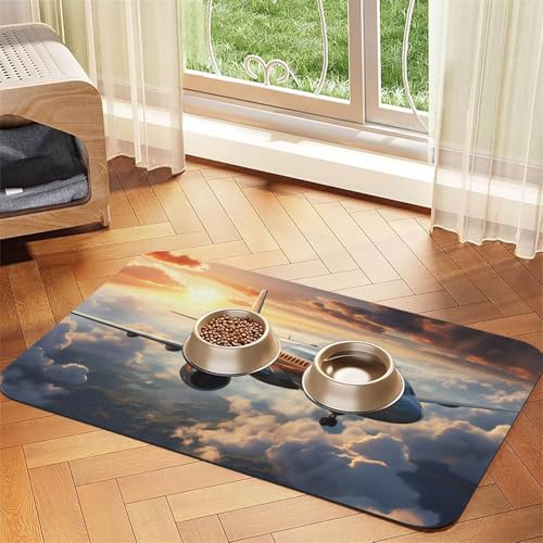 Platzdeckchen aus saugfähigem Leder, Motiv: Flugzeuge sind steigend, 30 x 45 cm, schönes Design, Katzen- und Hundenapfmatte, tragbare Aufbewahrung von XZDZWK