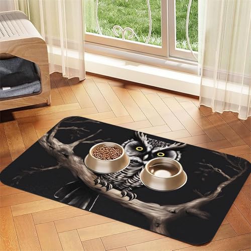 Platzdeckchen für Haustiere mit Eulen-Motiv, saugfähig, Leder, 40 x 60 cm, schönes Design, für Katzen und Hunde, tragbare Aufbewahrung von XZDZWK