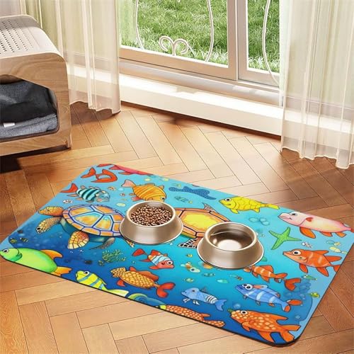 Platzdeckchen für Haustiere mit Schildkröte und Fisch, saugfähig, Leder, 30 x 45 cm, schönes Design, für Katzen und Hunde, tragbare Aufbewahrung Platzdeckchen für Haustiere mit Schildkröte und Fisch, saugfähig, Leder, 30 x 45 cm, schönes Design, für Katzen und Hunde, tragbare Aufbewahrung von XZDZWK