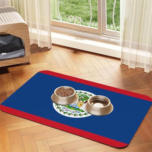 Platzdeckchen mit Belize-Flagge, saugfähig, Leder, 30 x 45 cm, schönes Design, Katzen- und Hundenapfmatte, tragbare Aufbewahrung von XZDZWK
