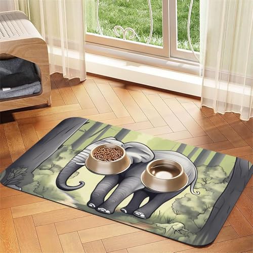Platzdeckchen mit Elefantenmotiv, saugfähig, Leder, 30 x 45 cm, schönes Design, für Katzen- und Hundenapf, tragbare Aufbewahrung von XZDZWK