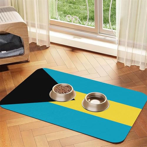 Platzdeckchen mit Flagge der Bahamas, saugfähig, Leder, 40 x 60 cm, schönes Design, Katzen- und Hundenapfmatte, tragbare Aufbewahrung von XZDZWK