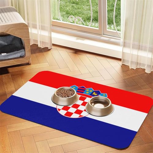 Platzdeckchen mit Flagge der Republik Kroatien, saugfähig, Leder, 30 x 45 cm, schönes Design, Katzen- und Hundenapfmatte, tragbare Aufbewahrung Platzdeckchen mit Flagge der Republik Kroatien, saugfähig, Leder, 30 x 45 cm, schönes Design, Katzen- und Hundenapfmatte, tragbare Aufbewahrung von XZDZWK